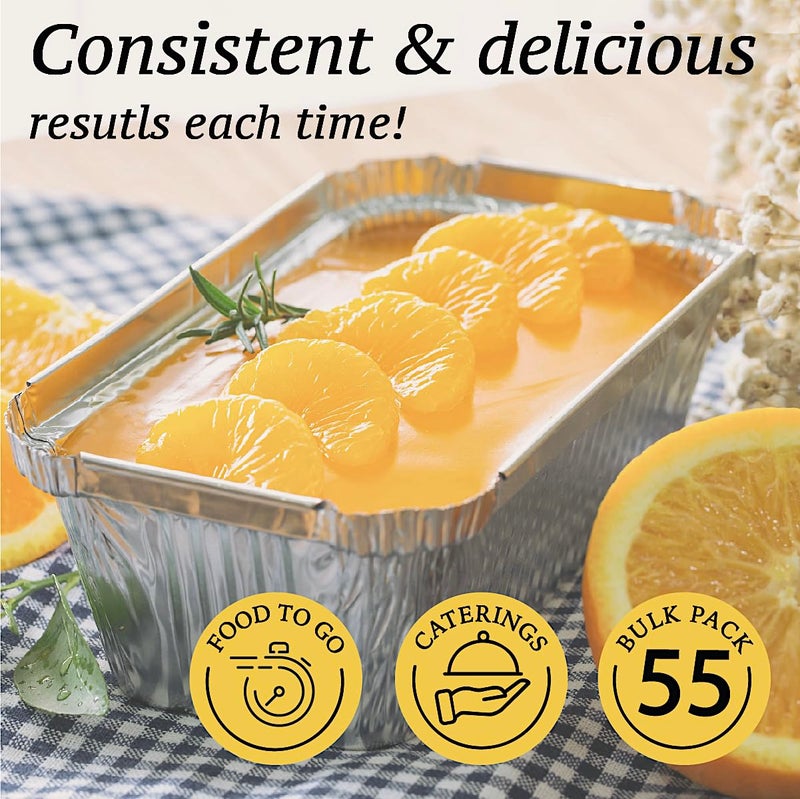 Spare Essentials (55 Pack Aluminum Loaf Pans with Lids 1.5 LB Disposable Bread Tins for Baking, Lunch Containers, Single Serve Baking Dishes - Foil Loaf Pans, Aluminum Bread Pans 7.8 x 4.3 x2 Inches - Image 5